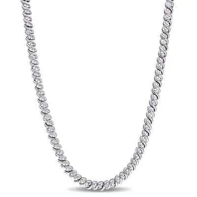 Pre-owned Amour 1 Ct Tw Diamond Braided Necklace In Sterling Silver In Check Description