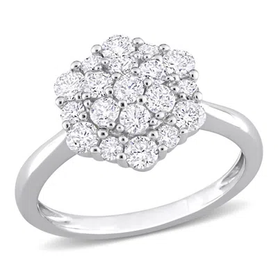 Amour 1 Ct Tw Diamond Cluster Engagement Ring In 10k White Gold