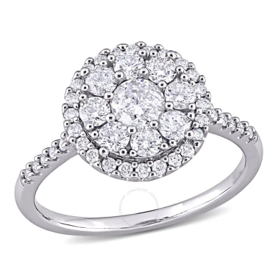 Amour 1 Ct Tw Diamond Composite Round Halo Engagement Ring In 10k White Gold