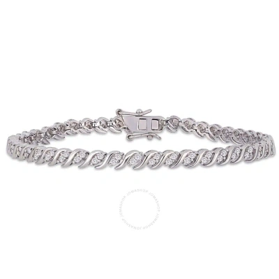 Amour 1 Ct Tw Diamond S-shape Tennis Bracelet In Sterling Silver In White