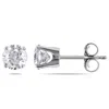 Amour 14k White Gold 1 Ct Diamond Solitaire Earrings Jms004770 In White
