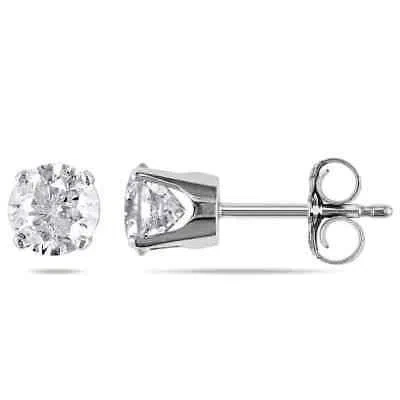 Pre-owned Amour 1 Ct Tw Diamond Stud Earrings In 14k White Gold