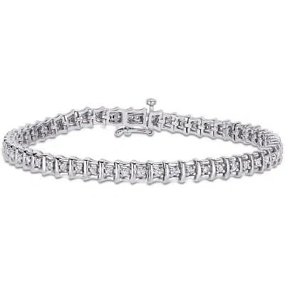 Pre-owned Amour 1 Ct Tw Diamond Tennis Bracelet In Sterling Silver In White