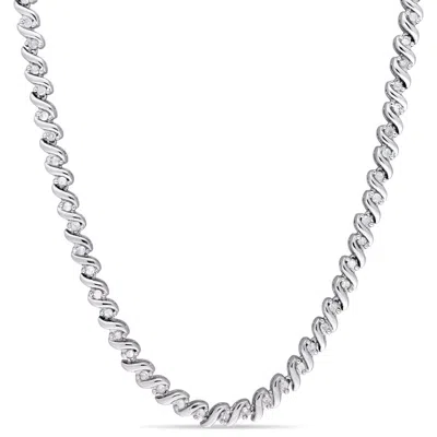 Amour 1 Ct Tw Diamond Tennis Necklace In Sterling Silver In White