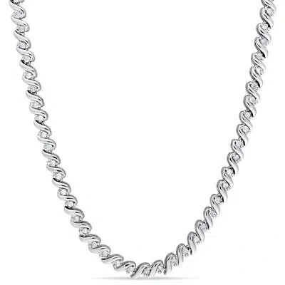 Pre-owned Amour 1 Ct Tw Diamond Tennis Necklace In Sterling Silver In White