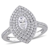 AMOUR AMOUR 1 CT TW MARQUISE AND ROUND DIAMOND DOUBLE HALO TRIPLE HALO ENGAGEMENT RING IN 14K WHITE GOLD