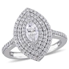 Amour 1 Ct Tw Marquise And Round Diamond Double Halo Triple Halo Engagement Ring In 14k White Gold In White