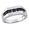 Amour 1 Ct Tw Men's Channel Set Black Diamond Ring In 10k White Gold In White