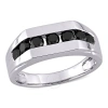 AMOUR AMOUR 1 CT TW MEN'S CHANNEL SET BLACK DIAMOND RING IN 10K WHITE GOLD