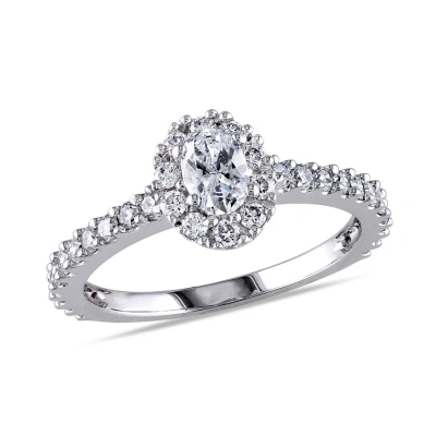 Amour 1 Ct Tw Oval Halo Diamond Engagement Ring In 14k White Gold In Gold / White