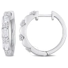 AMOUR AMOUR 1 CT TW PARALLEL BAGUETTE AND ROUND-CUT DIAMOND VINTAGE HOOP EARRINGS IN PLATINUM