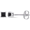 AMOUR AMOUR 1 CT TW PRINCESS CUT BLACK DIAMOND STUD EARRINGS IN 10K WHITE GOLD