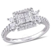 AMOUR AMOUR 1 CT TW PRINCESS-CUT DIAMOND QUAD HALO ENGAGEMENT RING IN 14K WHITE GOLD