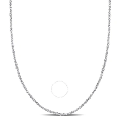 Amour 1.2mm Sparkling Singapore Necklace In 14k White Gold - 16 In