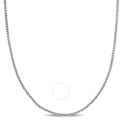 Amour 1.6mm Round Box Link Necklace In 14k White Gold - 18 In
