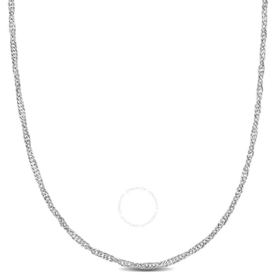 Amour 1.9mm Diamond-cut Singapore Necklace In 14k White Gold - 16 In In Metallic