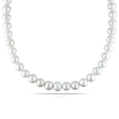 Amour 10 - 11 Mm Freshwater Cultured Pearl Strand With Sterling Silver Ball Clasp In White