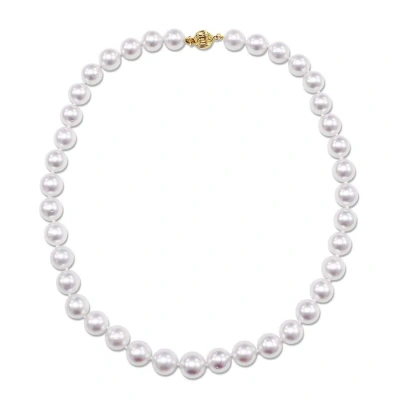 Amour 10 - 11.5 Mm White South Sea Pearl Strand Necklace With 14k Yellow Gold Clasp In Gold / White / Yellow