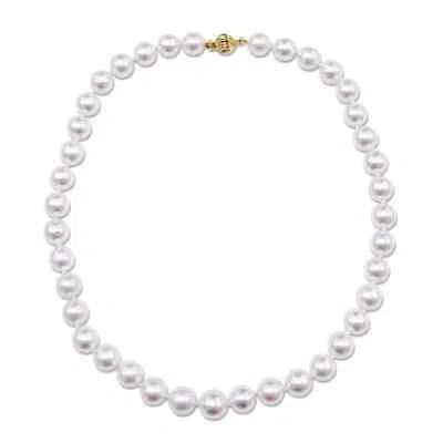 Pre-owned Amour 10 - 11.5 Mm White South Sea Pearl Strand Necklace With 14k Yellow Gold