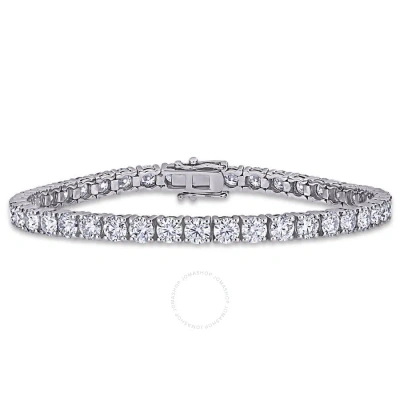 Amour 10 1/2 Ct Dew Created Moissanite-white Tennis Bracelet In 14k White Gold