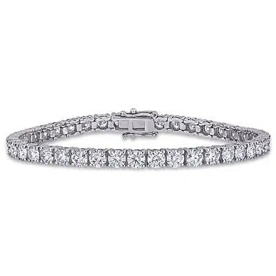 Pre-owned Amour 10 1/2 Ct Dew Created Moissanite-white Tennis Bracelet In 14k White Gold