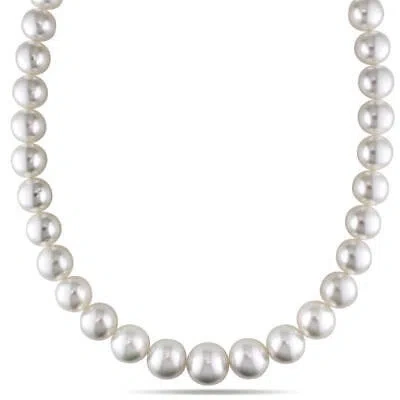 Pre-owned Amour 10-12 Mm White South Sea Graduated Pearl Strand Necklace With 14k Yellow