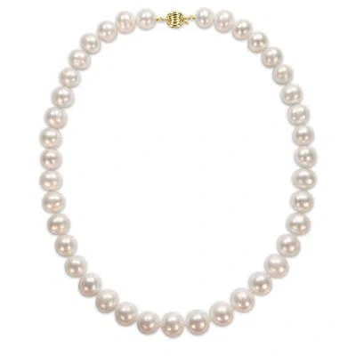 Pre-owned Amour 10-12mm Freshwater Off-round Pearl Necklace In 14k Yellow Gold