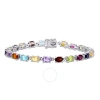 Amour 10 5/8 Ct Tgw Multi Color Gemstone Oval Tennis Bracelet In Sterling Silver In White