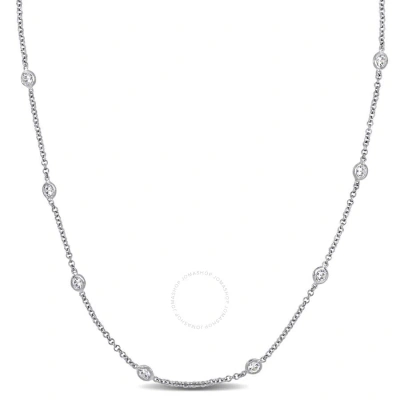 Amour 10 Ct Tgw Cubic Zirconia By The Yard Station Necklace In Sterling Silver In White
