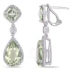 AMOUR AMOUR 10CT TGW GREEN QUARTZ AND CREATED WHITE SAPPHIRE TEARDROP EARRINGS IN STERLING SILVER