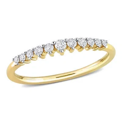 Pre-owned Amour 10k Yellow Gold 1/5 Ct Tdw Diamond Semi-eternity Ring