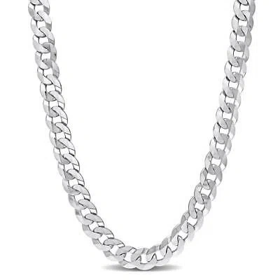 Pre-owned Amour 10mm Curb Link Chain Necklace In Sterling Silver, 24 In In White