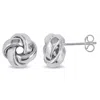 Amour 10mm Love Knot Stud Earrings In 10k White Gold In White