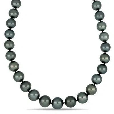 Pre-owned Amour 11-13 Mm Black Tahitian Pearl Strand With 14k White Gold Diamond Ball