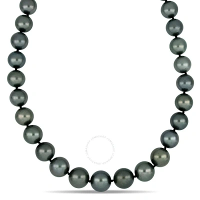 Amour 11-13 Mm Black Tahitian Pearl Strand With 14k White Gold Diamond Ball Clasp