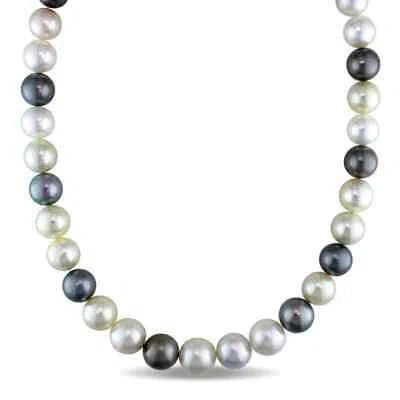 Pre-owned Amour 11-13 Mm Multi-colored South Sea And Tahitian Pearl Strand Necklace With