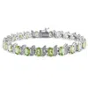 Amour 11 3/4 Ct Tgw Peridot And Diamond S-link Bracelet In Sterling Silver In White