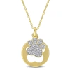 AMOUR AMOUR 1/10 CT TDW DIAMOND DOG PAW PENDANT WITH CHAIN IN WHITE AND YELLOW PLATED STERLING SILVER