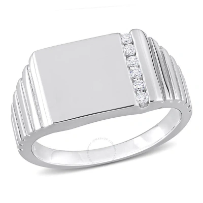 Amour 1/10 Ct Tdw Diamond Men's Ring In Sterling Silver In White