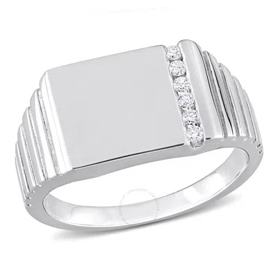 Amour 1/10 Ct Tdw Diamond Men's Ring In Sterling Silver In Metallic