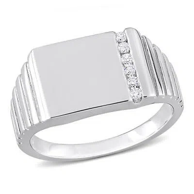 Pre-owned Amour 1/10 Ct Tdw Diamond Men's Ring In Sterling Silver In White