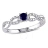 AMOUR AMOUR 1/10 CT TW DIAMOND AND CREATED BLUE SAPPHIRE INFINITY RING IN STERLING SILVER