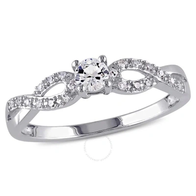 Amour 1/10 Ct Tw Diamond And Created White Sapphire Infinity Ring In Sterling Silver In Silver / White