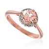 Amour 1/10 Ct Tw Diamond And Morganite Halo Ring In Rose Plated Sterling Silver In Rose / Silver