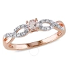 AMOUR AMOUR 1/10 CT TW DIAMOND AND MORGANITE INFINITY RING IN ROSE PLATED STERLING SILVER
