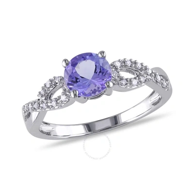 Amour 1/10 Ct Tw Diamond And Tanzanite Infinity Engagement Ring In 10k White Gold In Gold / White