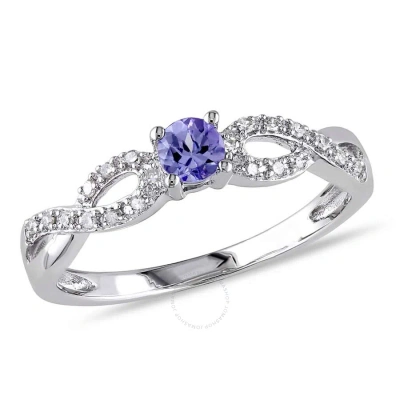 Amour 1/10 Ct Tw Diamond And Tanzanite Infinity Ring In Sterling Silver In Multi