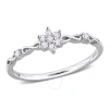 AMOUR AMOUR 1/10 CT TW DIAMOND FLORAL PROMISE RING IN STERLING SILVER