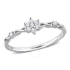 Amour 1/10 Ct Tw Diamond Floral Promise Ring In Sterling Silver In White