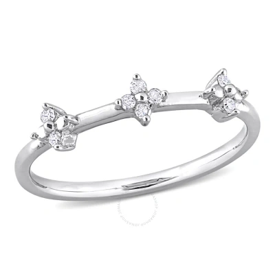 Amour 1/10 Ct Tw Diamond Floral Promise Ring In Sterling Silver In White